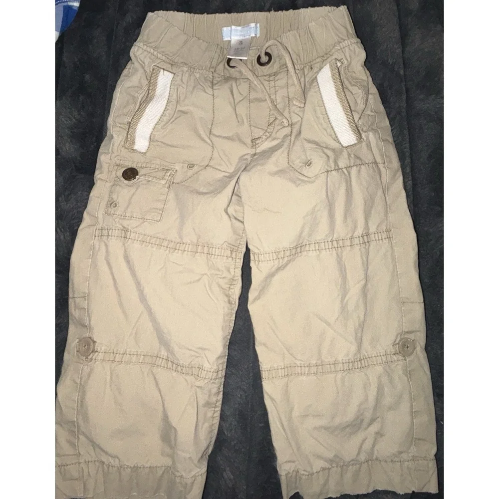 Carters Blue Plaid Button Up With Old Navy Khaki Pants